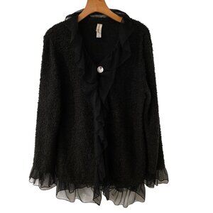 Decorated Originals Cardigan Sweater  Size L‎ Ruffles Whimsigoth Fairycore Black